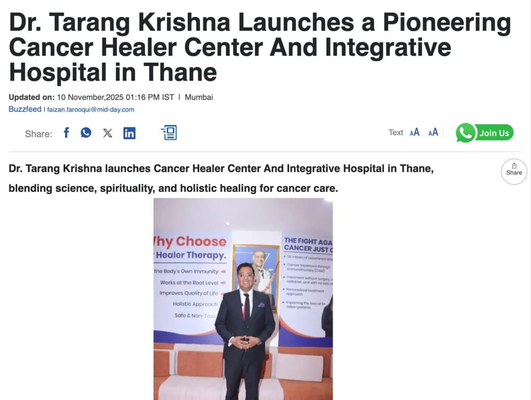 Dr. Tarang Krishna Launches a Pioneering Cancer Healer Center And Integrative Hospital in Thane