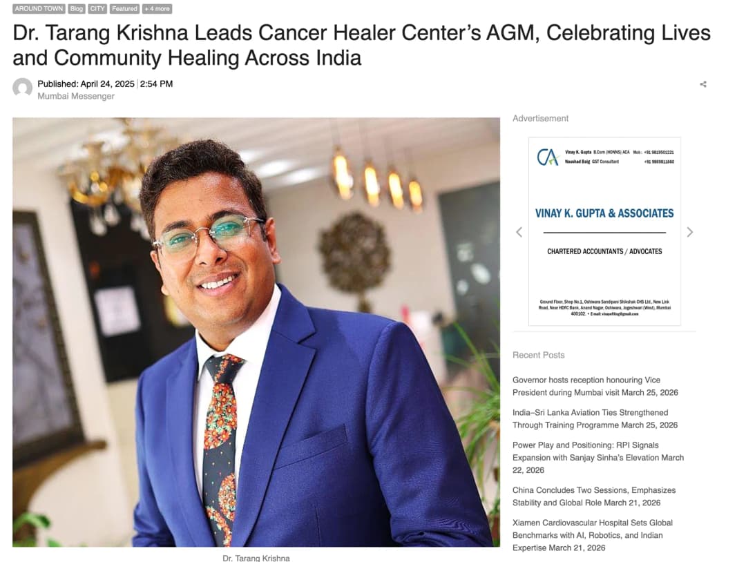 Dr. Tarang Krishna Leads Cancer Healer Center’s AGM, Celebrating Lives and Community Healing Across India